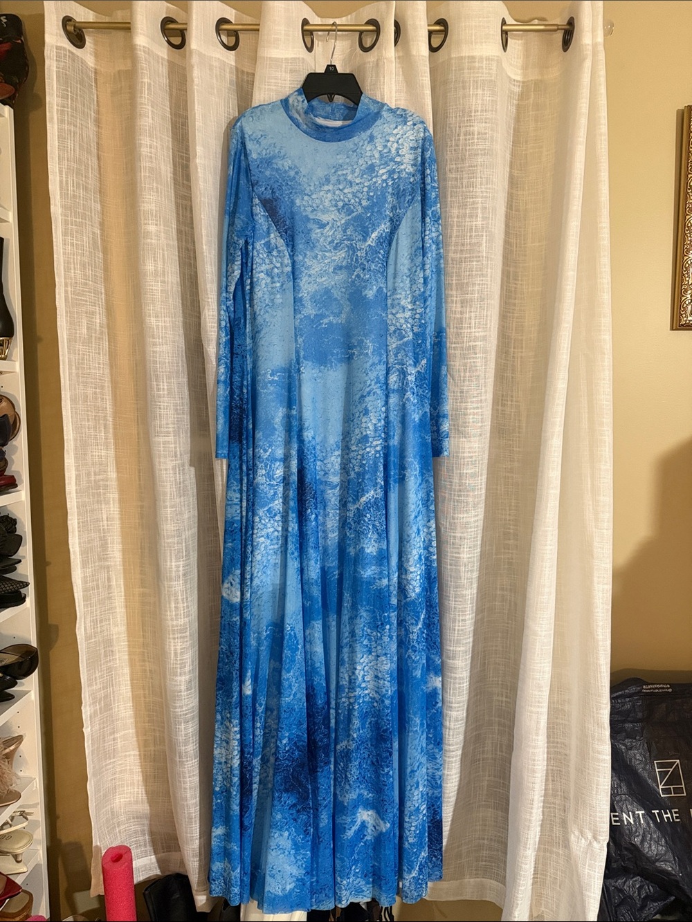 Blackmilk Blue Marble Long Sleeve Maxi Dress